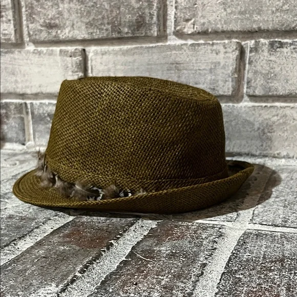 Brown Fedora Hat with Feather Band - Picture 11 of 16